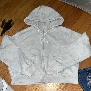 Hollister Light Gray Zip-Up Hoodie